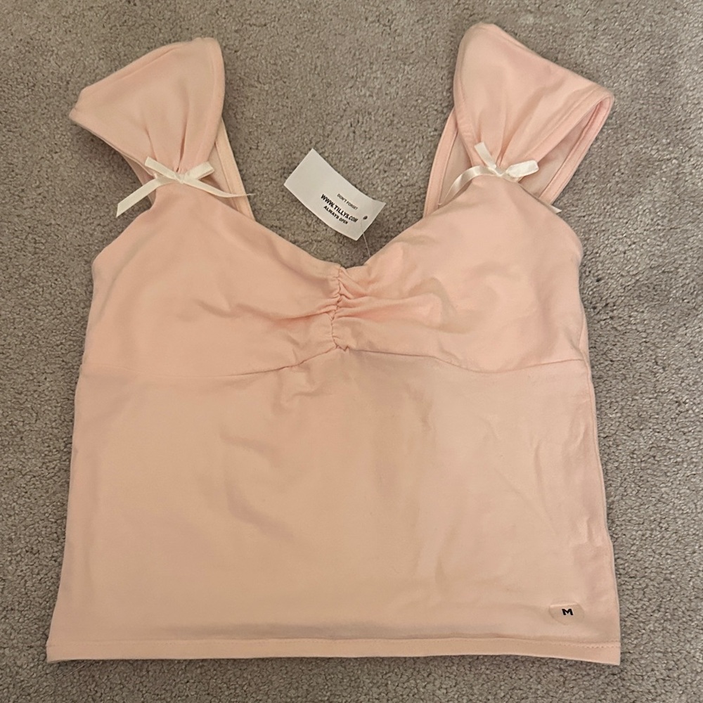 Tilly's Pink Crop Top with Bow Straps